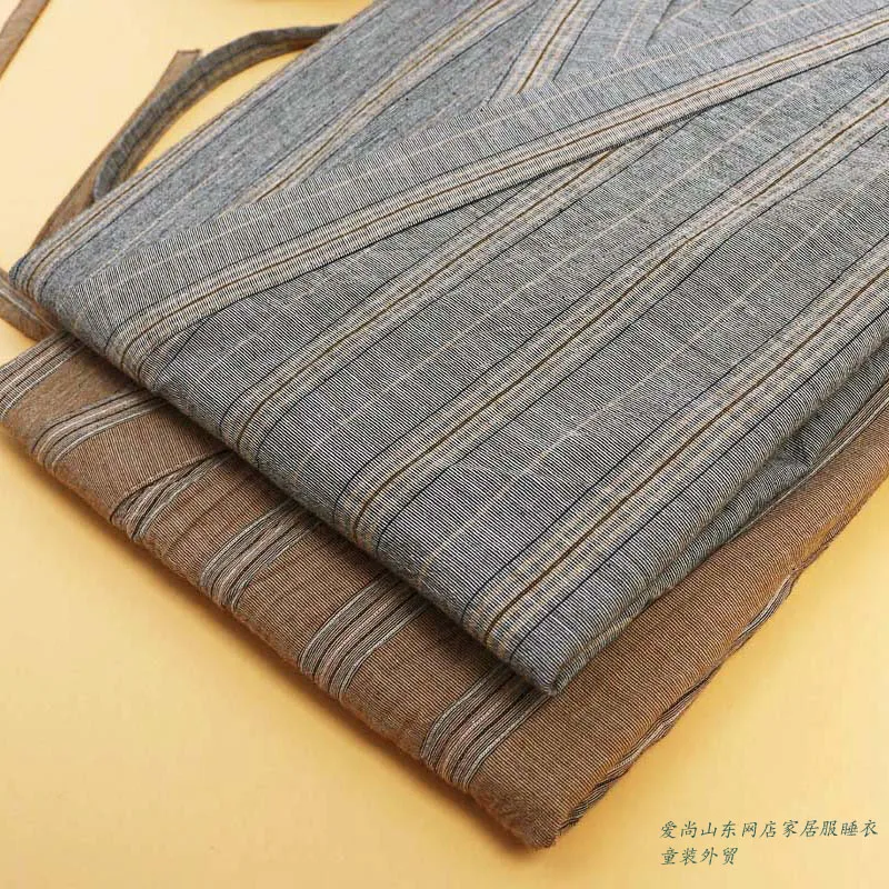 Men Japanese Kimono Costume Striped Vintage Yukata Stage Dancewear Summer Pajamas Sets