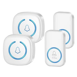 EZHEN Smart Wireless Doorbell with Customizable Ringtones and Silent Mode - US Plug (2 Button 2 Receiver)