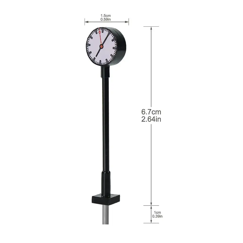 1pc Model Railway Lights Lit Platform Clock Lamp Train Station Layout HO N Scale