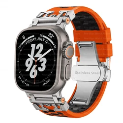 Enhanced Silicone Sport Strap for Apple Watch - Durable and Comfortable Band for Active Lifestyle (T orange black)