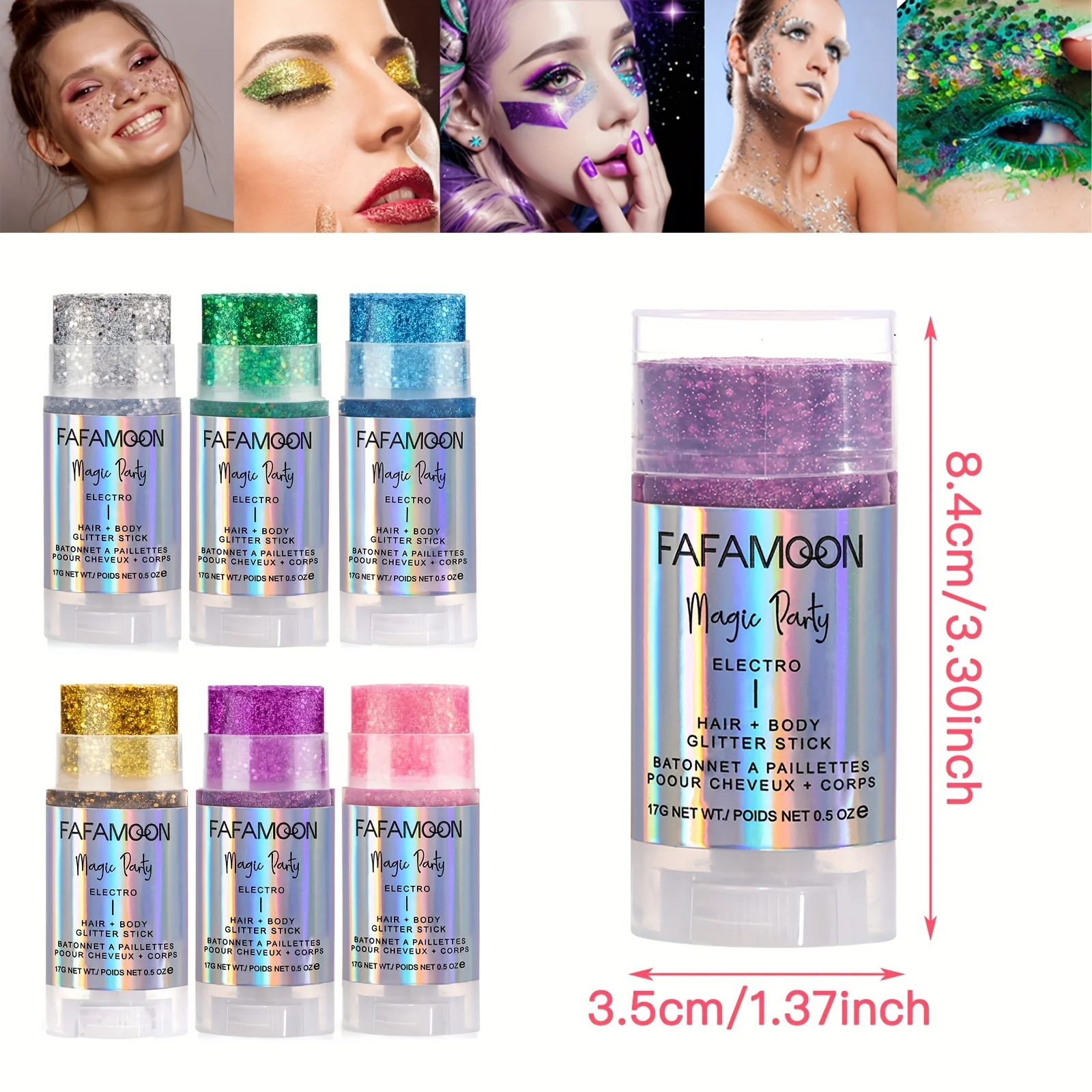 Body Glitter Stick, Singer Music Rave Festival, Rotating Mermaid Face Glitter Stick, Holographic Glitter for Face/Body/Hair/Eye 4