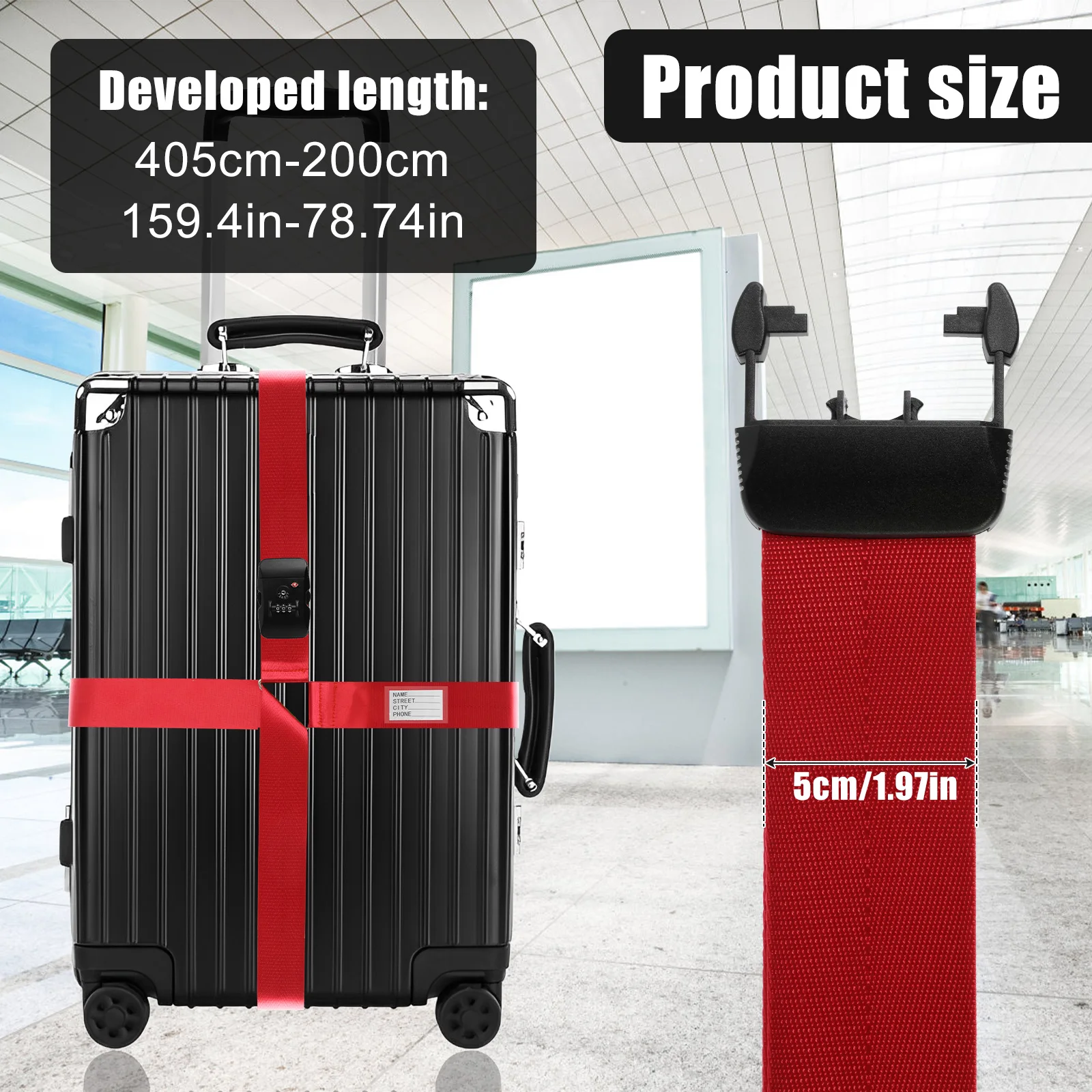 Anti-theft Luggage Belt Protect Suitcase Cross Strap TSA Custom Lock Adjustab Bundle Pack Baggage Belt for 20-32in Luggage Strap 5