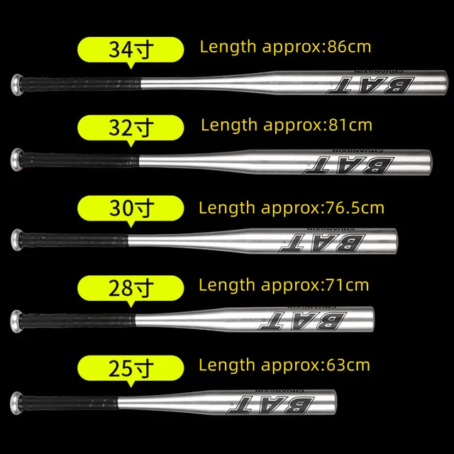 Batte de Baseball épaissie en alliage d'aluminium, 20/25/28/30/32/34 pouces,  Sports de plein air, équipement de pratique du Softball, autodéfense à  domicile