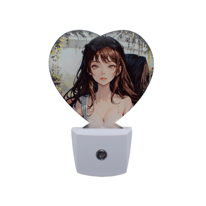 

100pcs/Lot heart Shape Sublimation Acrylic Photo frame induction sensor night light Blanks for DIY printing