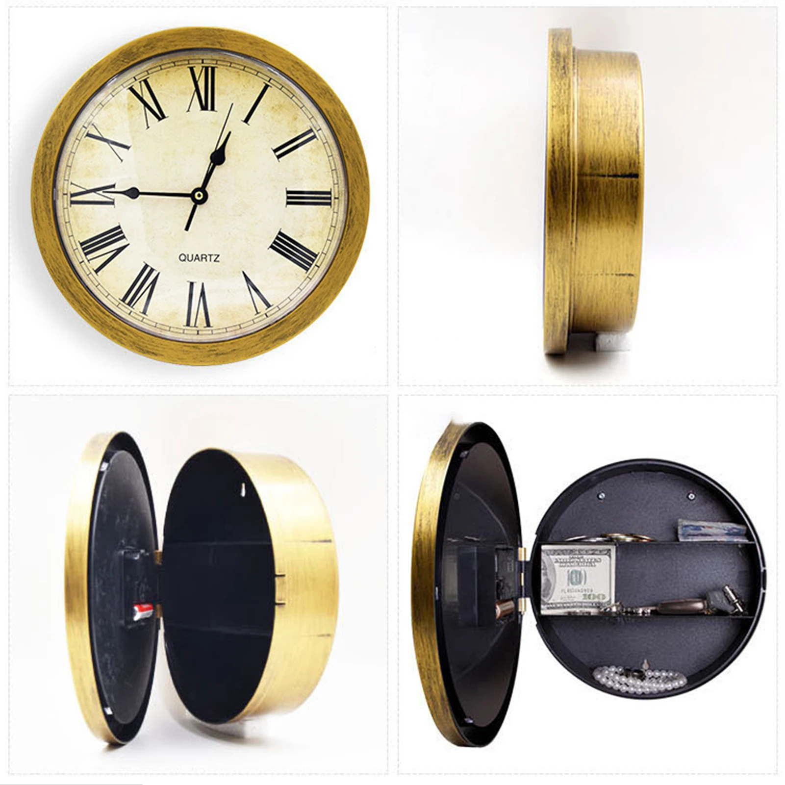 Hidden Safe Wall Clock with Secret Compartment