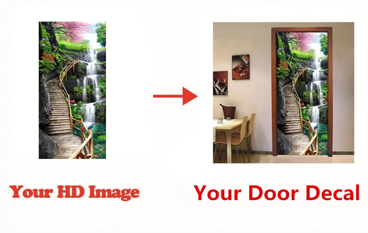 Description Picture 2 of itemMoon Door Sticker PVC 3D DIY Self-Adhesive Waterfall Sunshine Forest Wallpaper Living Room Art Poster Mural Lake Stickers Home