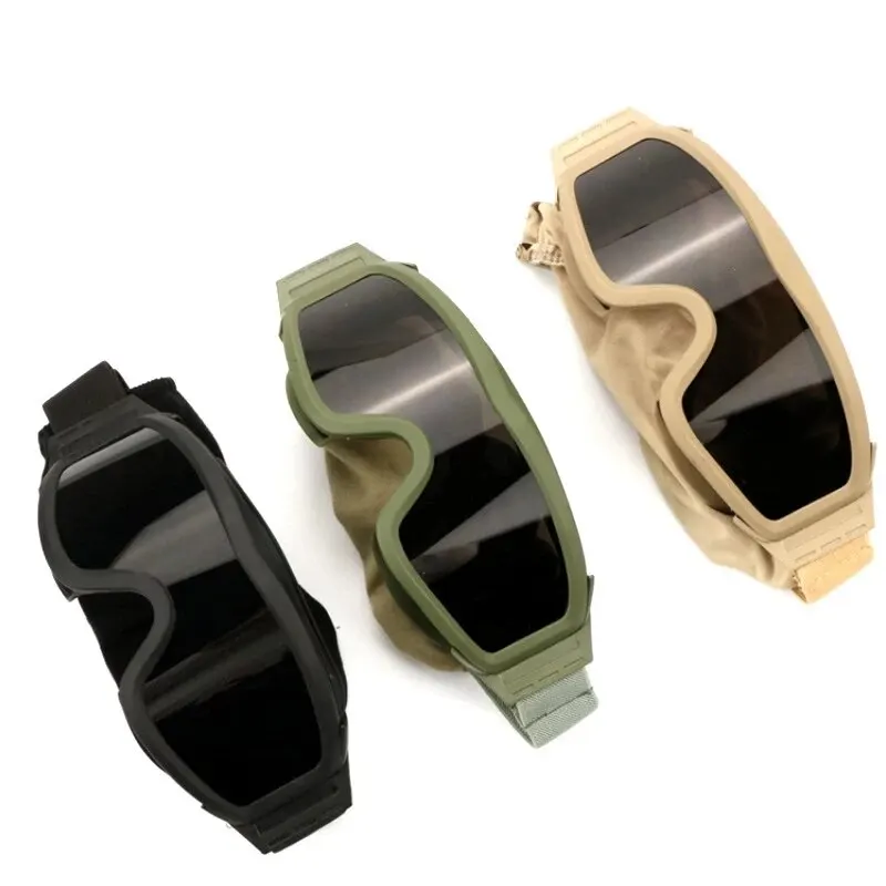 Polarized sports glasses Tactical goggles Shooting glasses Airsoft Tactical Goggles 3 Lens Wind Dust Proof Shooting Motocross Motorcycle Mountaineering Glasses Safe UV Protection