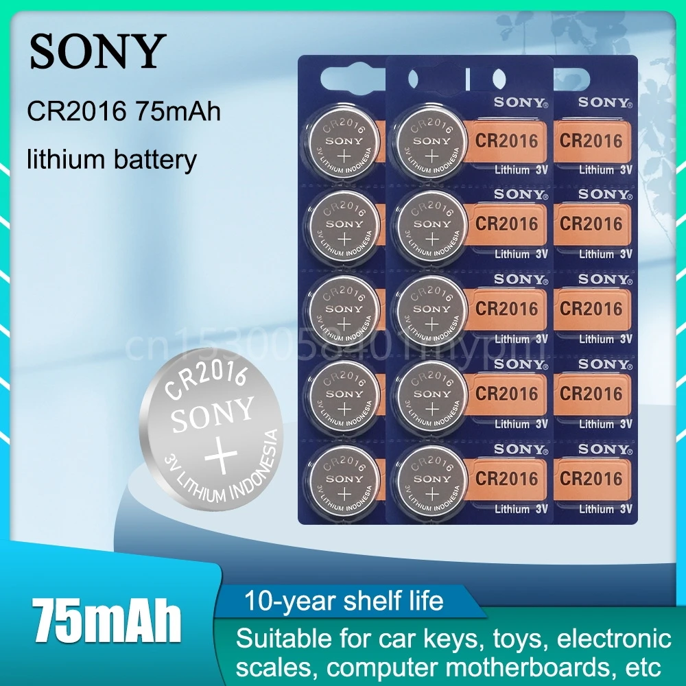 SONY pilas de botón 3V CR2016 para reloj, pilas de litio para juguetes