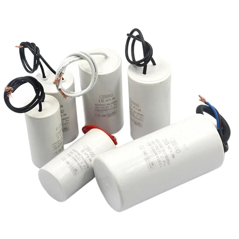 CBB Capacitor Motor Capacitor CBB60 start capacitor 2/4/5/8/10/12/15/20/80 UF water pump drying dehydration washing machine capacitor