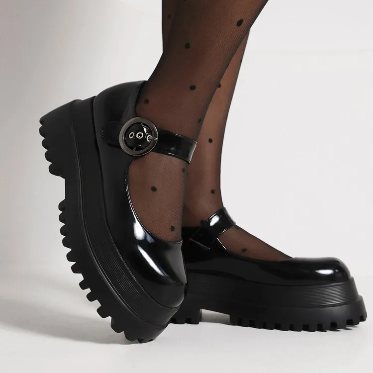 

Classic School Pumps For Women Fashion Buckle Strap Girls Flat Lolita Mary Jane Pumps Shoes 2023 Spring New Chunky Goth Flat