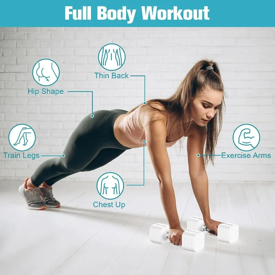 22LBS Adjustable Dumbbells Set, Adjustable Weight Dumbbells with 4 Levels 4.4lb, 6.6lb, 8.8lb, 11lb, Hand Weights Sets for Women