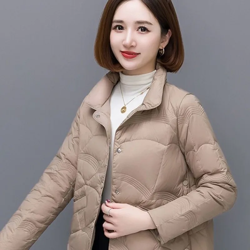 2023 New Women Down Jacket Winter coat Female short-length loose Parkas frivolous warm Outwear simple standing collar Overcoat