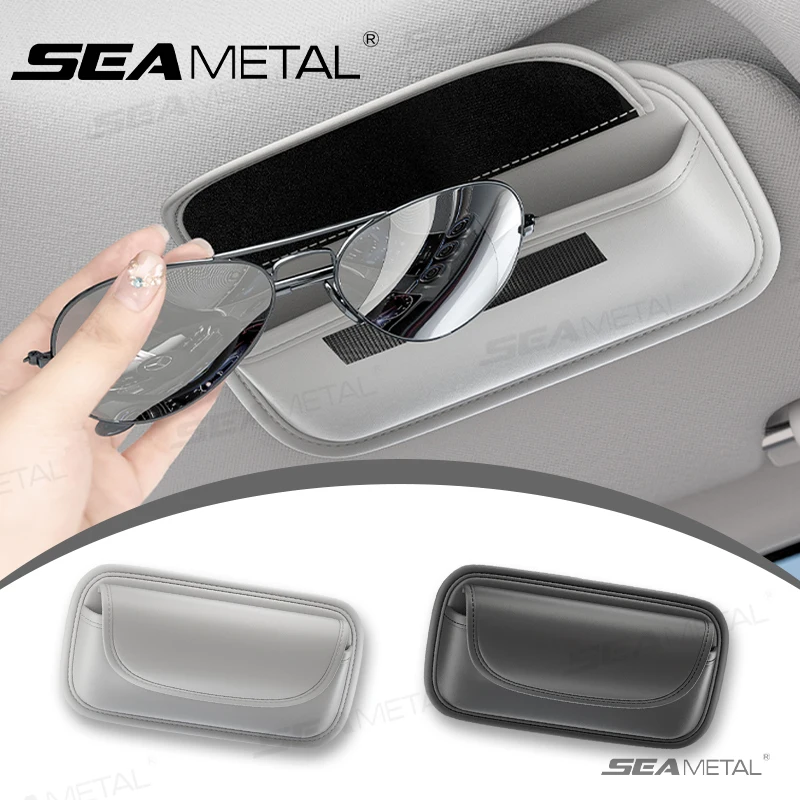 Premium Pu Leather Car Sun Visor Glasses Case Holder
