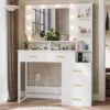 Makeup Vanity with Lights, Vanity Desk with Charging Station, White Vanity Table with 10 Light Bulbs Mirror & 3 Lighting Modes 1
