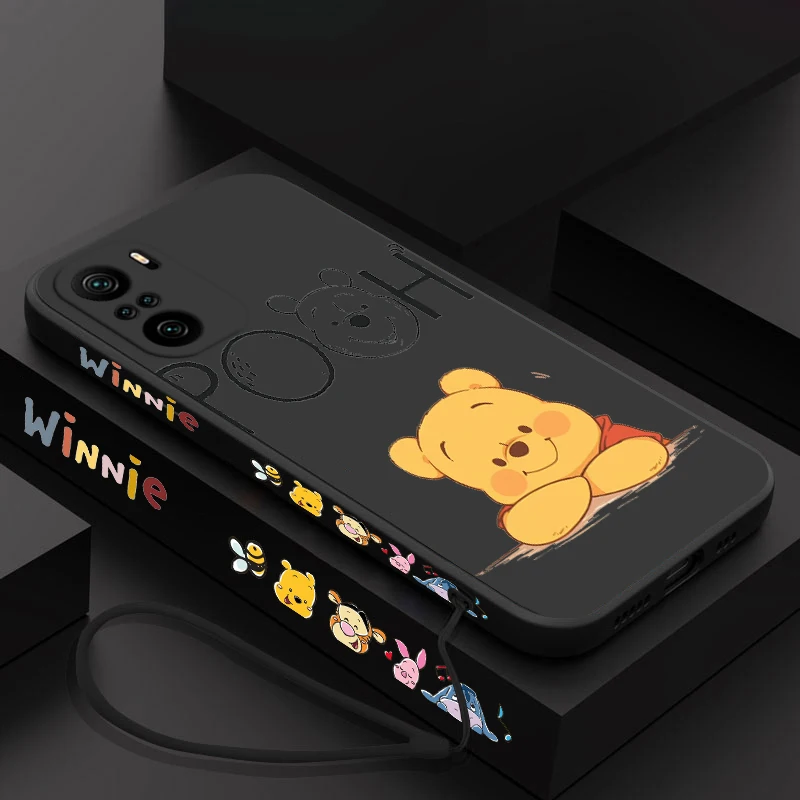thumbnail image 1 of Funda de teléfono de Disney Winnie The Pooh para Xiaomi Redmi Note 13, 12, 12Pro, 11, 11S, 11T, 10S, 10 Pro Plus, 5G, cuerda líquida izquierda, 1 of 5