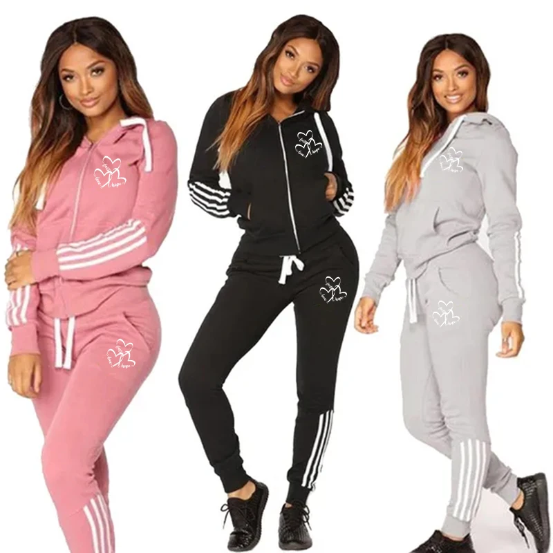 

Fashion Women Track Suits Sports Wear Jogging Suits Ladies Hooded Tracksuit Set Clothes Hoodies+Sweatpants Sweat Suits