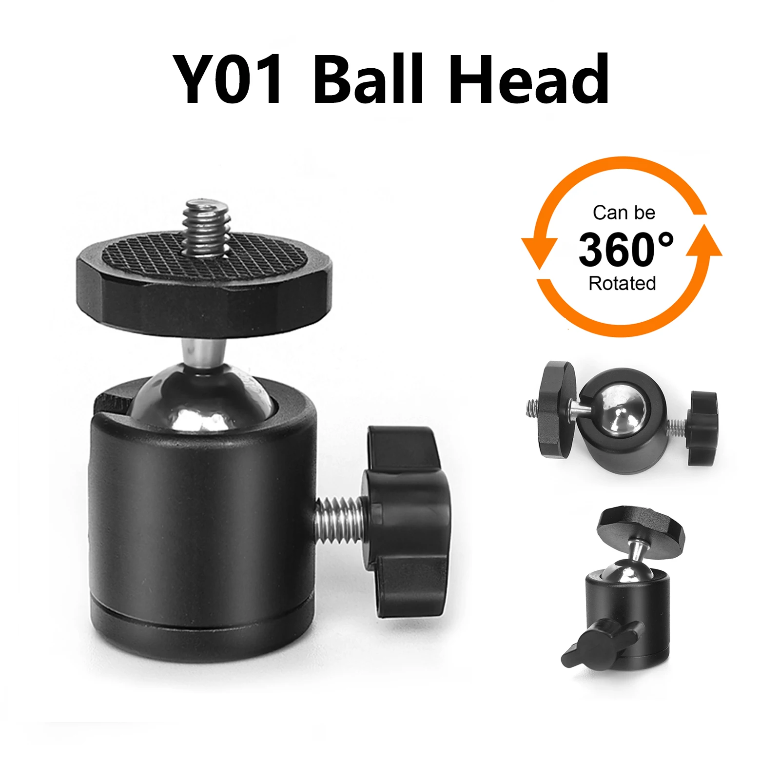 Tripod Ball Head Cold Shoe Ball Head Camera Panoramic Head Mini Ball Head with 1/4'' Screw Hole Universal Ball 360&deg; Ratatable Locking Knob Control for Tripod Cameras Photography Light
