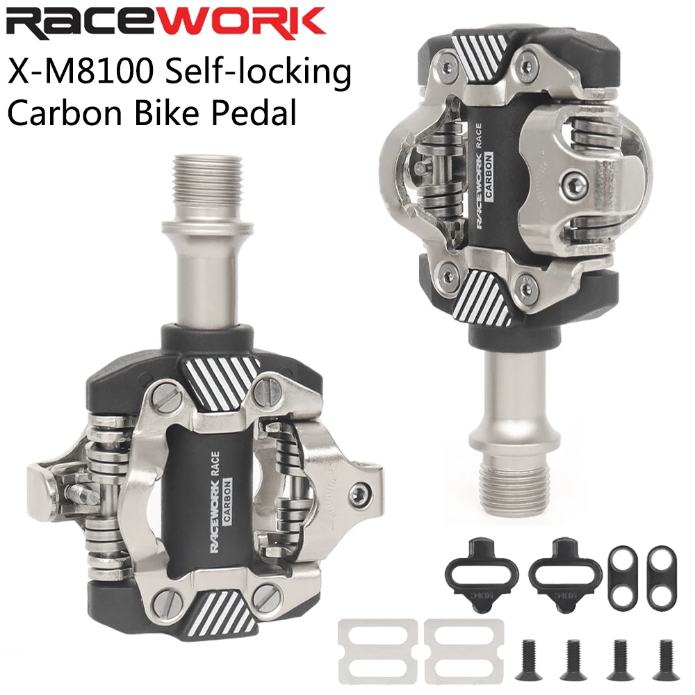 

RACEWORK X-M8100 Self-Locking Carbon Fiber Bike Pedal Ultralight SPD DU Bearing MTB Road Bike Cycling Parts