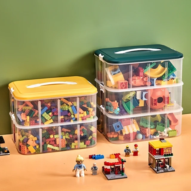 Adjustable Kids Building Blocks Storage Box Toy-Compatible Storage  Container Plastic with Handle Grid Children's Toy Organizer - AliExpress