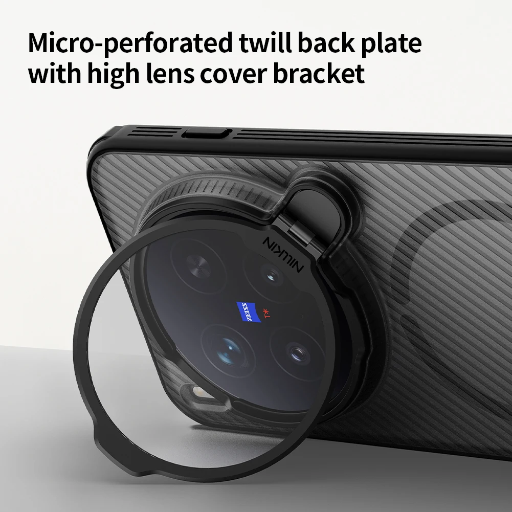 NILLKIN Magnetic Case - Twill Design with Skin-Friendly Coating, All-Inclusive Protection, Flip Lens Cover, Holder