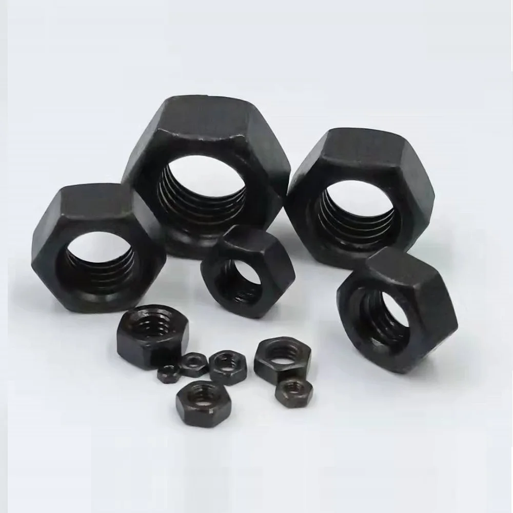 Black Steel Hexagon Metric Nut, Bulk Pack (10-100 Pieces)
