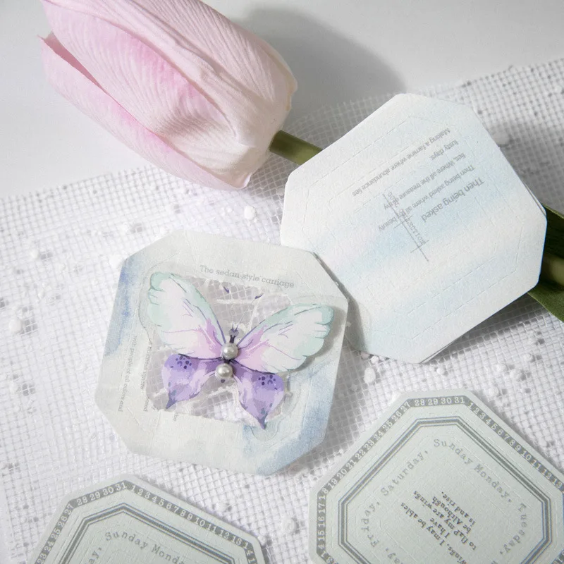 23pcs/lot Memo Pads Material Paper Memory border Junk Journal Scrapbooking Cards Retro Background Decoration Paper 4