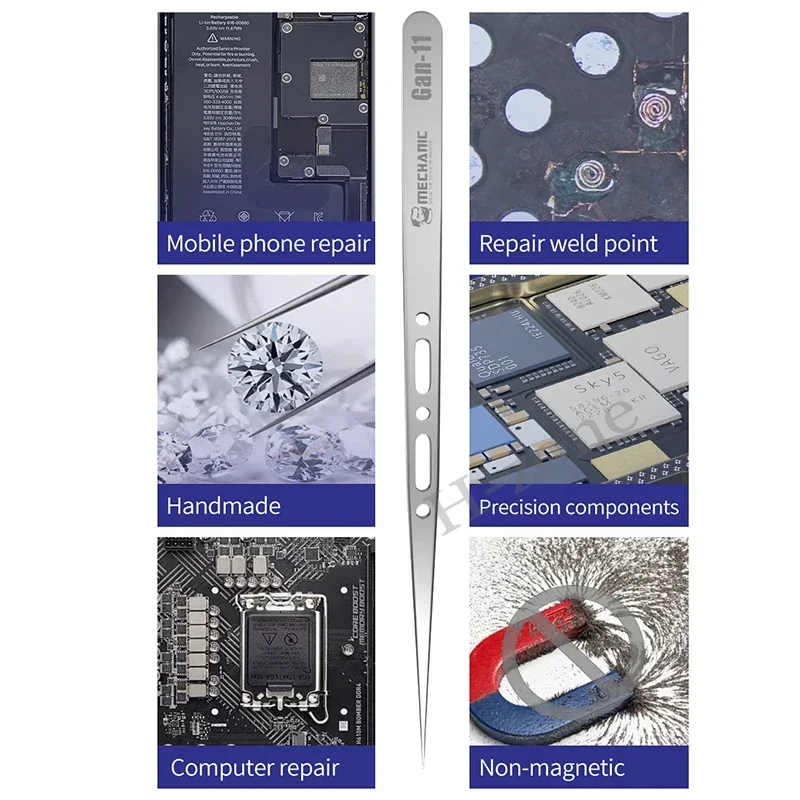 Precision Tweezers, Phone Repair Tweezers MECHANIC GAN 15 G-11 mobile phone repair fingerprint flying wire anti-magnetic tweezers fine tip clip precision components