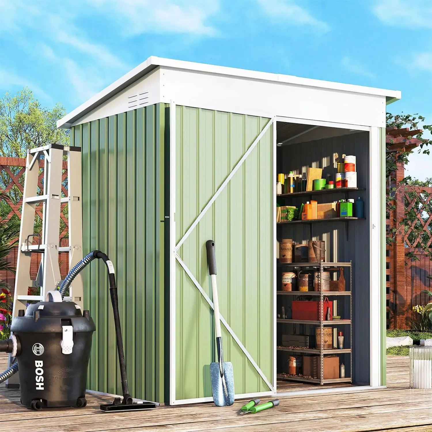 5' x 3' Shed, Outdoor Storage Shed, Small Metal Sheds & Outdoor Storage with Lockable Door, Utility and Tool Storage