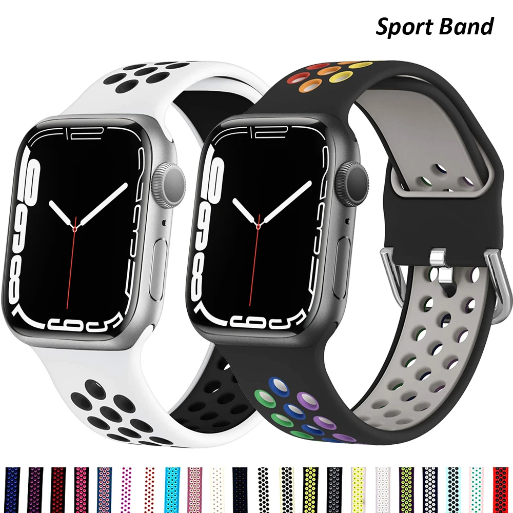 Silicone Strap For Apple Watch Band 44mm 40mm 45mm 41mm 38mm 42mm 45 40