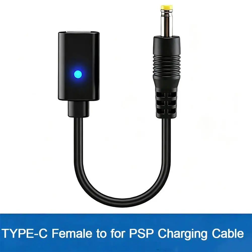 USB C-DC 충전 케이블 (PSP 1000, 2000, 3000용) 타입 C LED 변환 케이블 ( 000 게임 콘솔용) 전원 어댑터 와이어