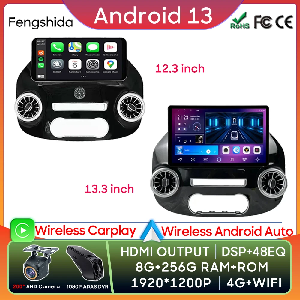 

For Mercedes Vito W447 2014 - 2022 Car Radio Carplay GPS Navigation Screen Android Auto Multimedia Player 5G Wifi Stereo No 2din