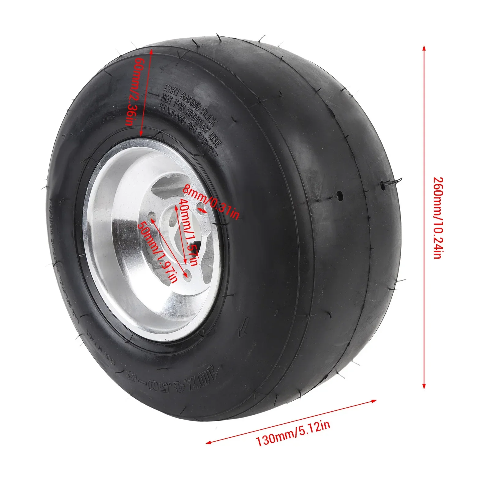 10x4.50-5 Wheel Tire Puncture Proof Long Lasting Enhanced Traction UTV Tire 4PR Tubeless for Go Kart for Drift Trike Lawn Mower