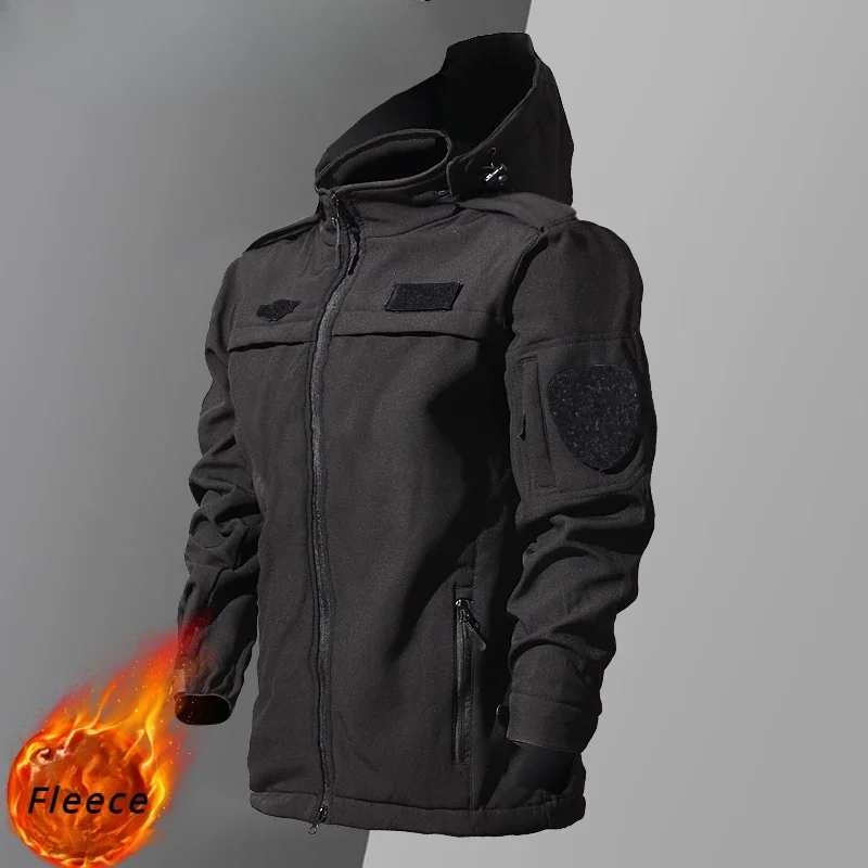 Thicken Winter Mens Tactical Set Waterproof Soft Shell Charge Jacket+Big Pocket Combat Pants 2-pcs Outdoors Train Suit Warm 2
