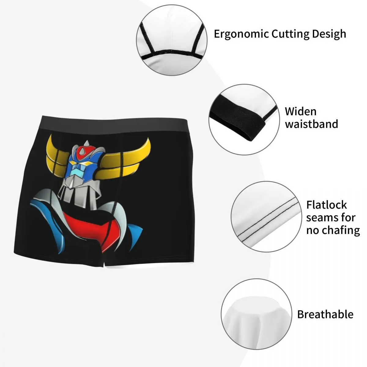 Custom Novelty Goldorak Ufo Robot Grendizer Boxers Shorts Panties Male Underpants Breathbale Briefs Underwear 5