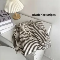 Summer New Vertical Stripes Casual Pants Women's Lazy Elastic Drawstring Loose Slimming Wide Leg Textured Sensation Trousers