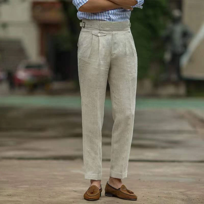 beige linen trousers