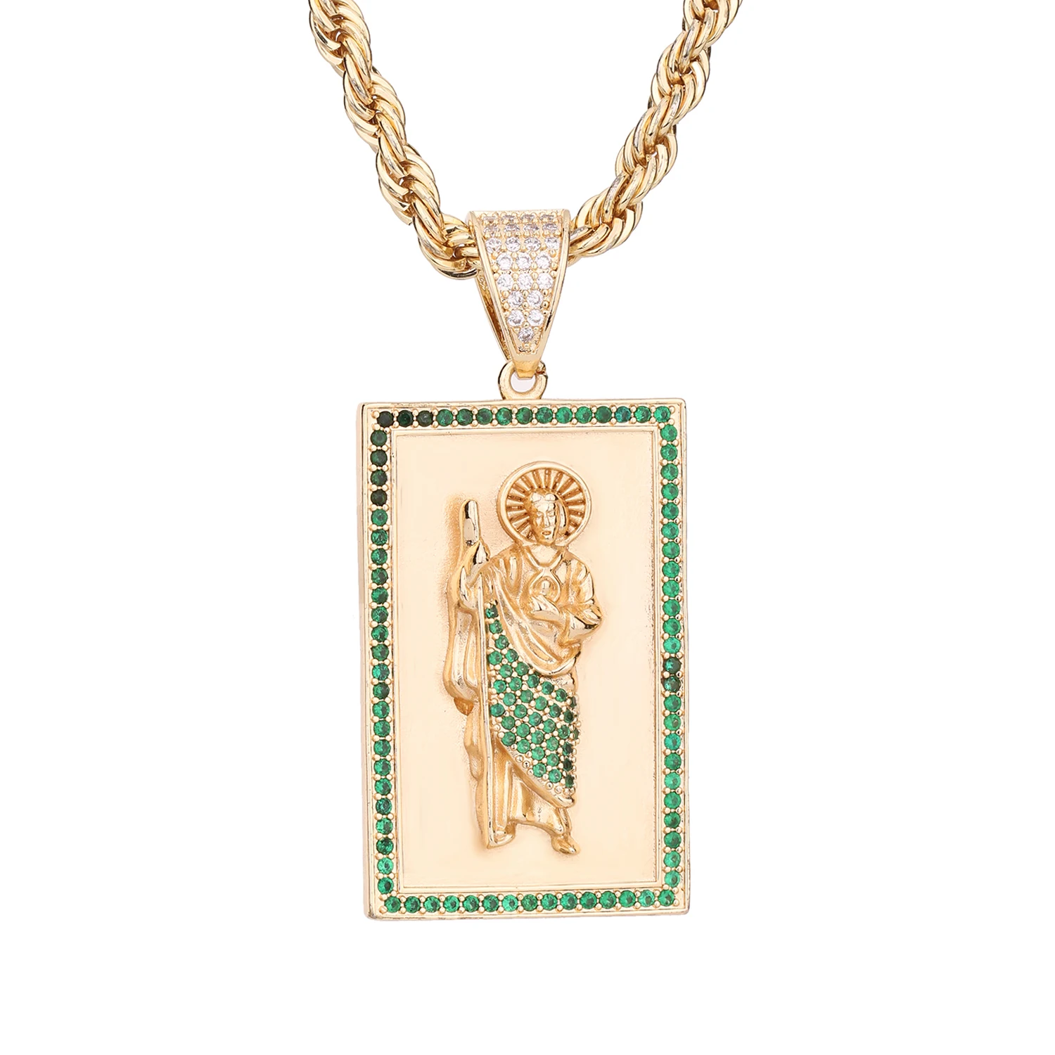 

Virgin Mary Pendant Necklace 2023 Gold Rectangle High Grade Copper Necklace Jewelry for Girls.