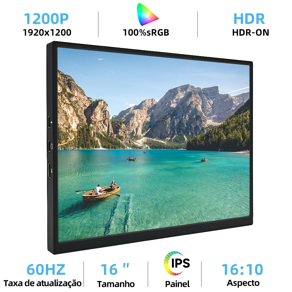 Monitor Portátil ZSUS 16 Polegadas (1920*1200P) 60Hz Para Laptop, XBox, PS4/5, Switch, Cai...