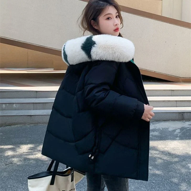 

Длинная черная стеганая Толстовка на утином пуху, толстое пальто с подкладкой, женская зимняя теплая одежда, специальная молодежная одежда