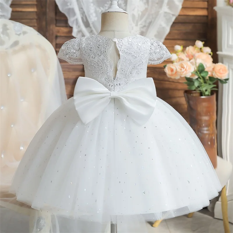 여자를위한 드레스 크리스마스 어린이 꽃 레이스 우아한 공주 생일 가운 어린이 웨딩 파티 Tulle 드레스
