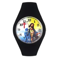 Jesus Christ Shepherd Cross Easter Day Christmas Gift Fashion Women Men Sport Silicone Strap Analog Quartz Wrist Watch 1