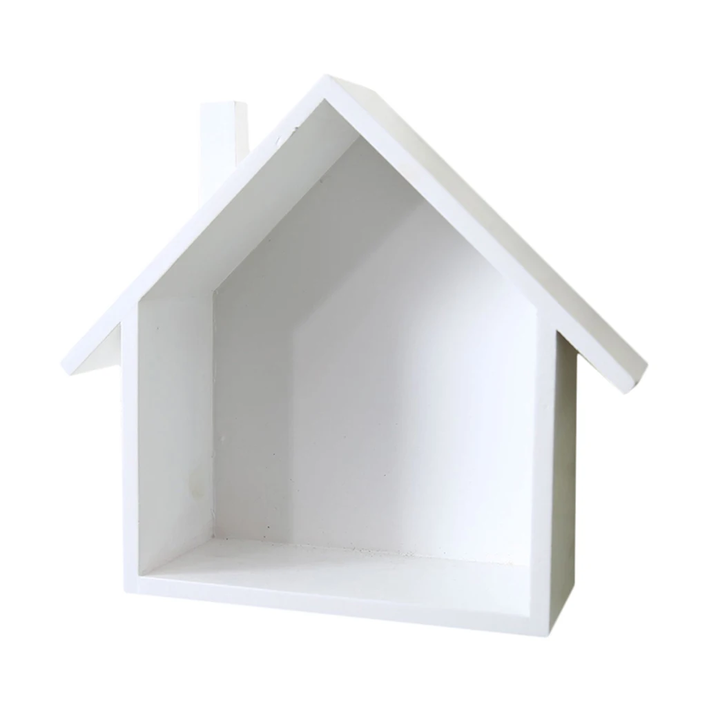 Creative Wooden Hut Shape Wall Shelf Wood Hanging Shelf Shelves Small Fabric Organizer for Home Decoration, Many 2