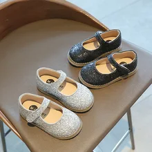 

Sweet Princess Rhinestone Shallow Mary Janes 2022 Summer New Korean Fashion Performance Flat PU School Shoes Shine Girls Flat
