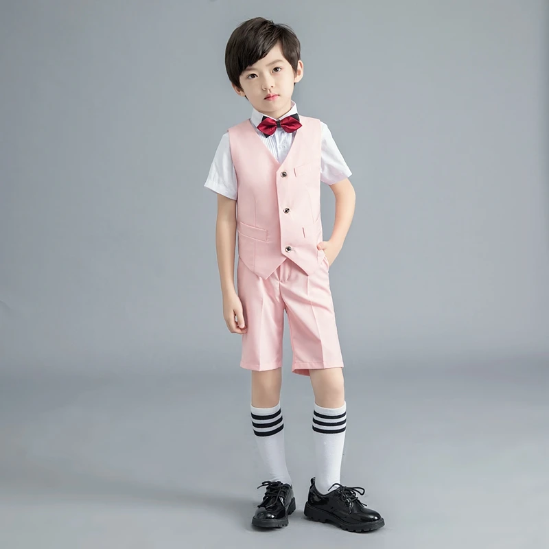 Boys Wedding Suit Children Spring Summer Suit High Quality Boys Clothes Cotton Comfortable Boys Wedding  Red Suits