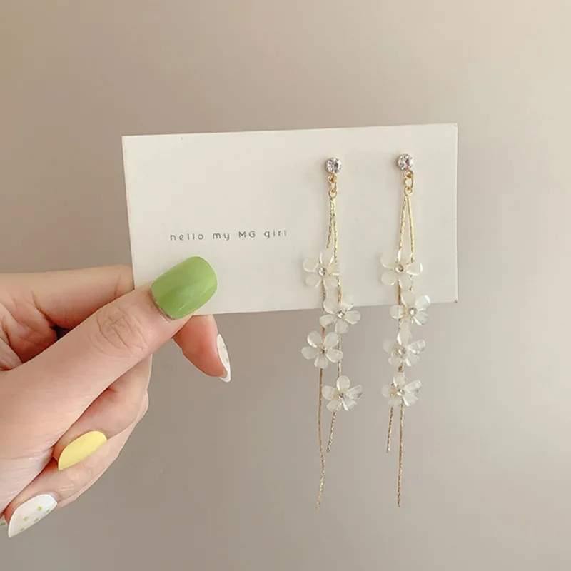 Long Tassel Petal Ear Clips Earrings No Hole Simple Long Flower Clip on Earrings Without Piercing for Wedding ear clip earrings clip earrings ear clip ear accessories