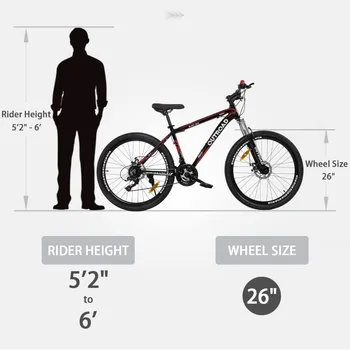 26 inch Mountain Bike with 21 Speeds Lightweight Cycling Bicycles, Dual Disc/V Brake,Metal Frame Bicycle for Men and Women 5