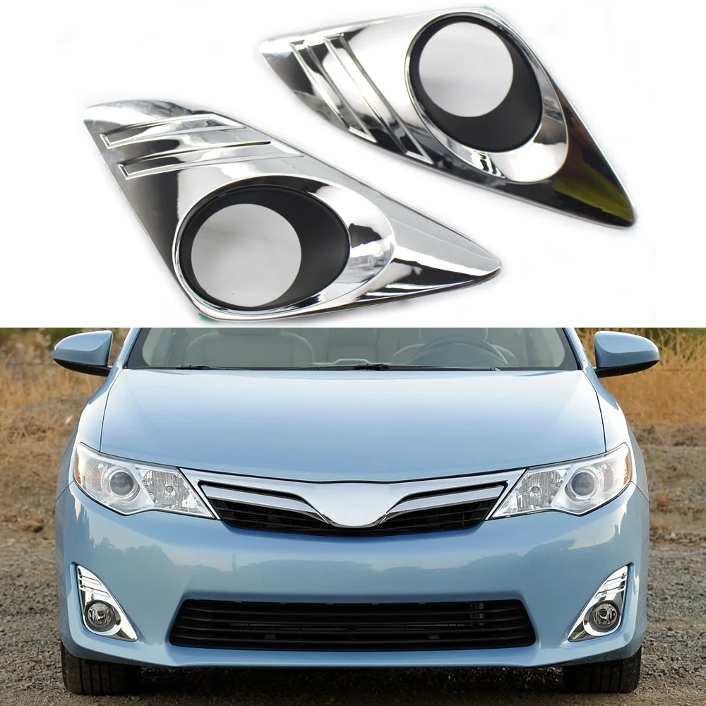 Left Right Silver Car Front Bumper Lower Fog Lamp Grille Cover Fog