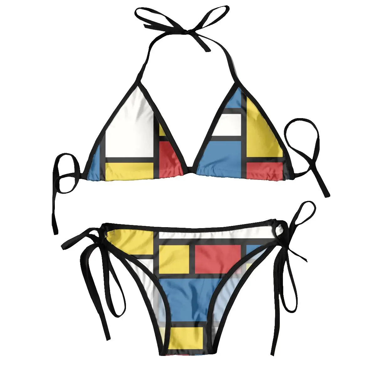 

Женский купальник из двух предметов, комплекты для отпуска 2024, бикини с принтом Mondrian