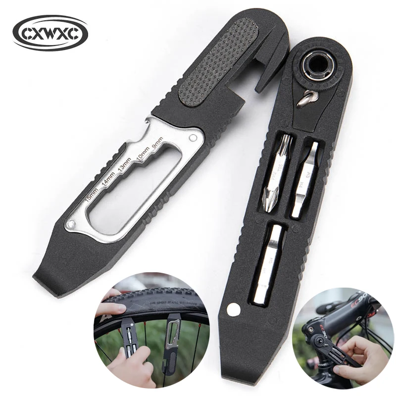 

CXWXC Bicycle Multitool Portable Bike Tools Kit Hex Spoke Tyre Lever Allen Wrench Ratchet MTB Road Cycling Bike Repair Tools