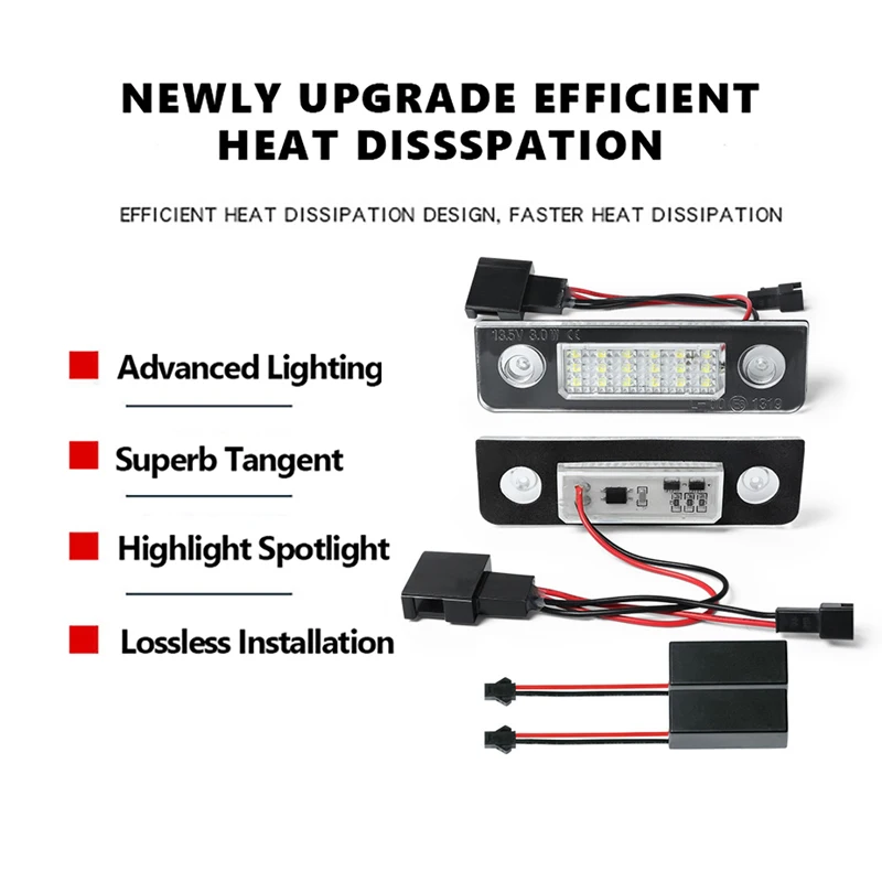 2Pcs For Skoda Octavia MK2 1Z 2003-2019 LED Number License Plate